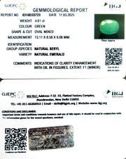 4.81/CT Natural Panna Stone with Govt. Lab Certificate
